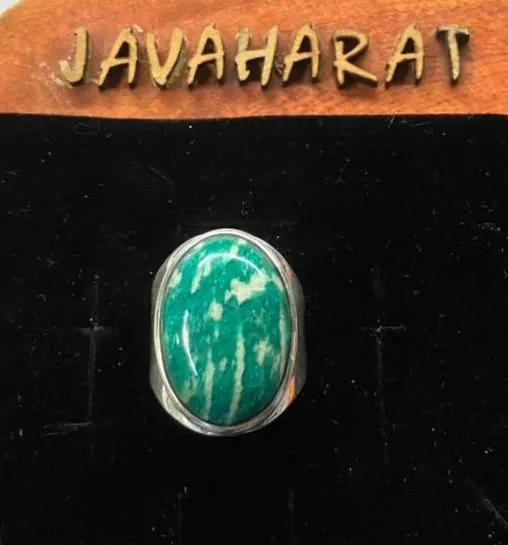 Natural Amazonite Sterling Silver Ring | Polished Calming Stone