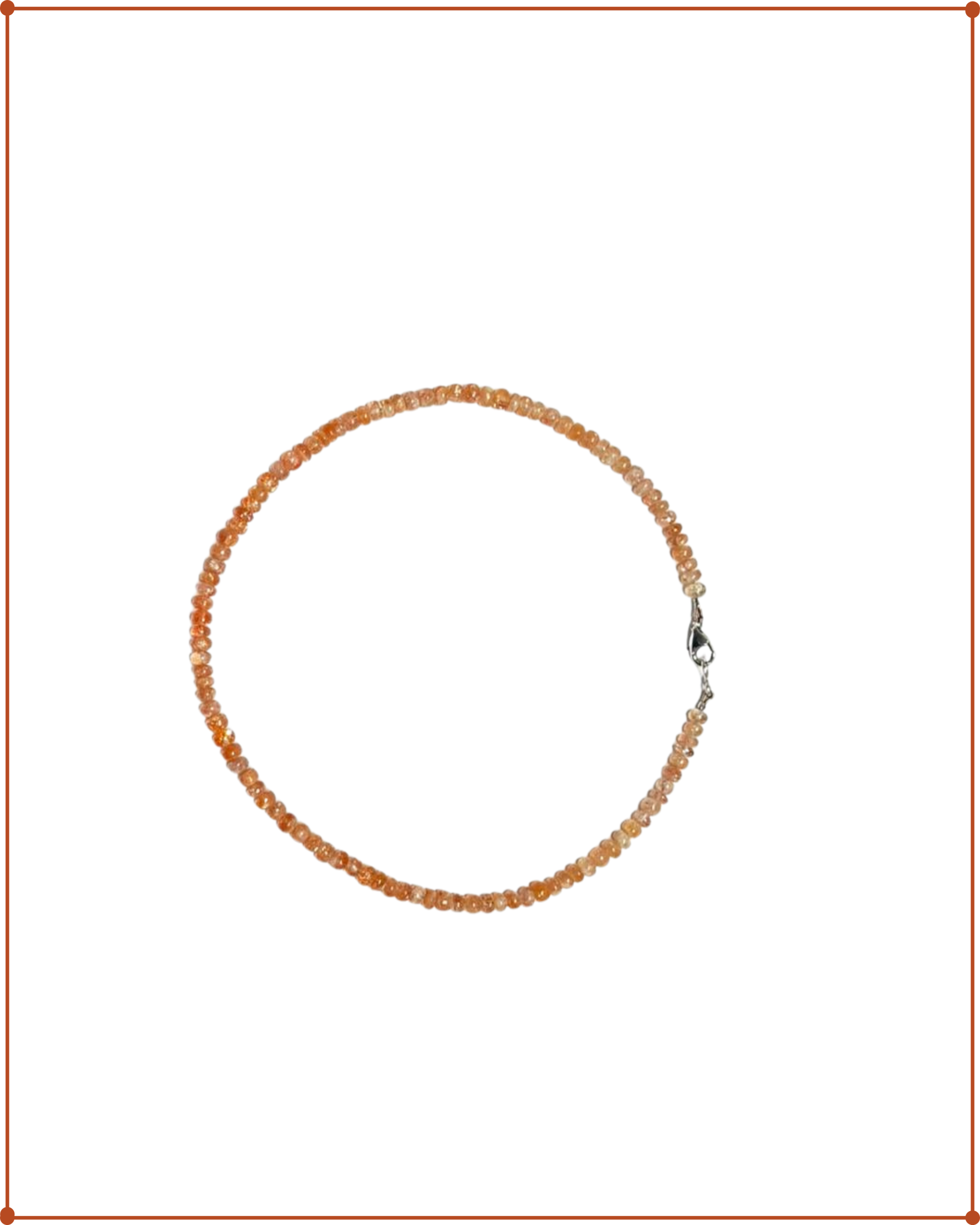 Sunstone Beads Necklace | 925 Sterling Silver | 44 cm