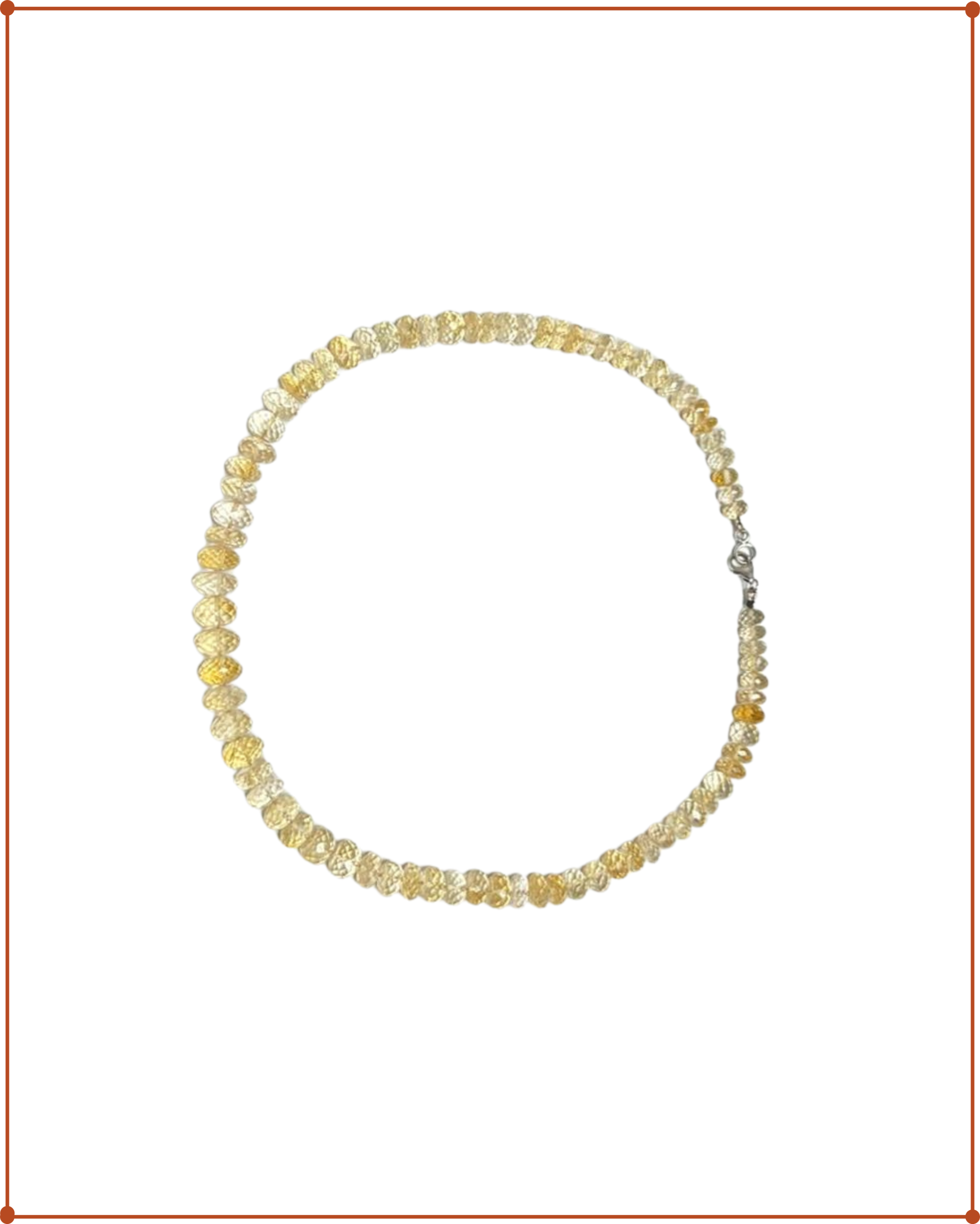 Citrine Beads Necklace | 925 Sterling Silver | 46 cm