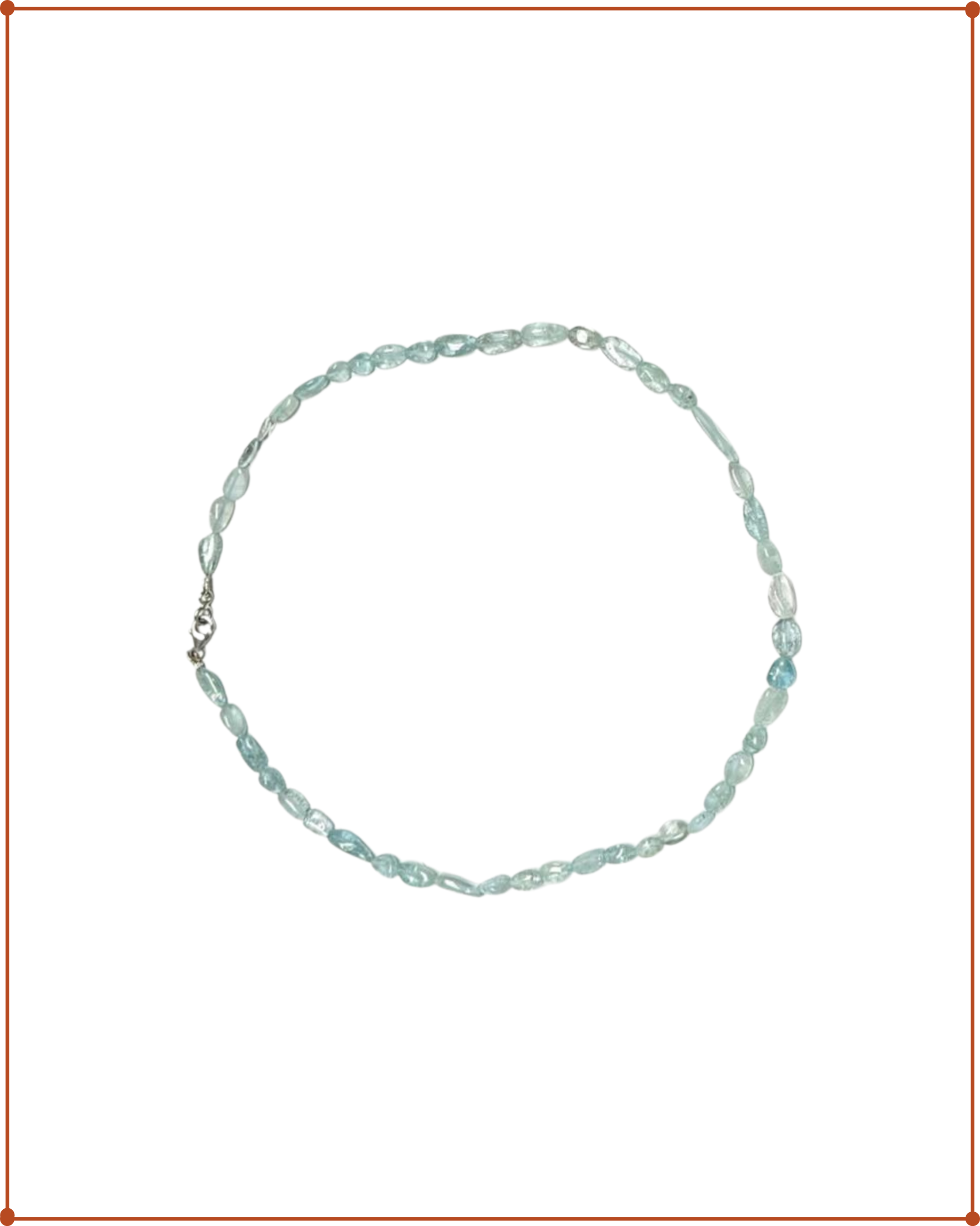 Aquamarine Tumbled Necklace | 925 Sterling Silver | 48 cm