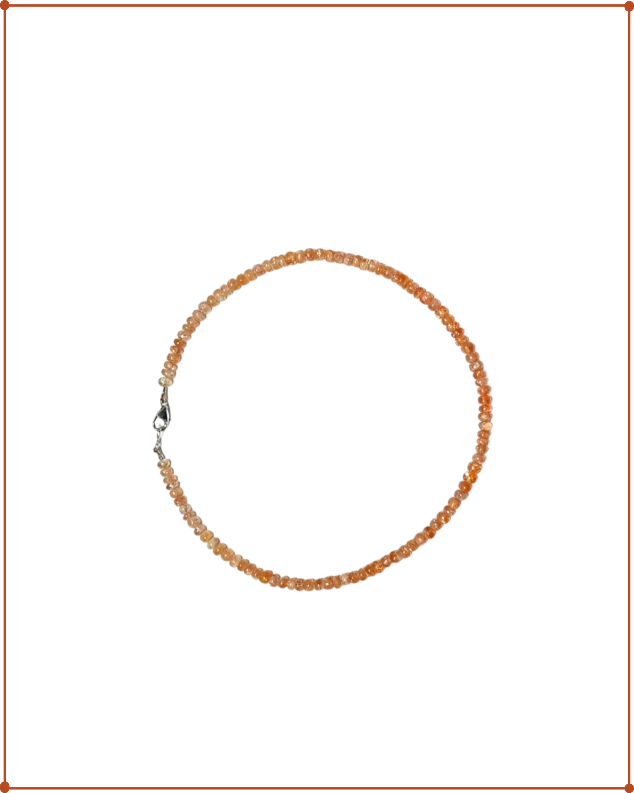 Sunstone Beads Necklace | 925 Sterling Silver | 44 cm