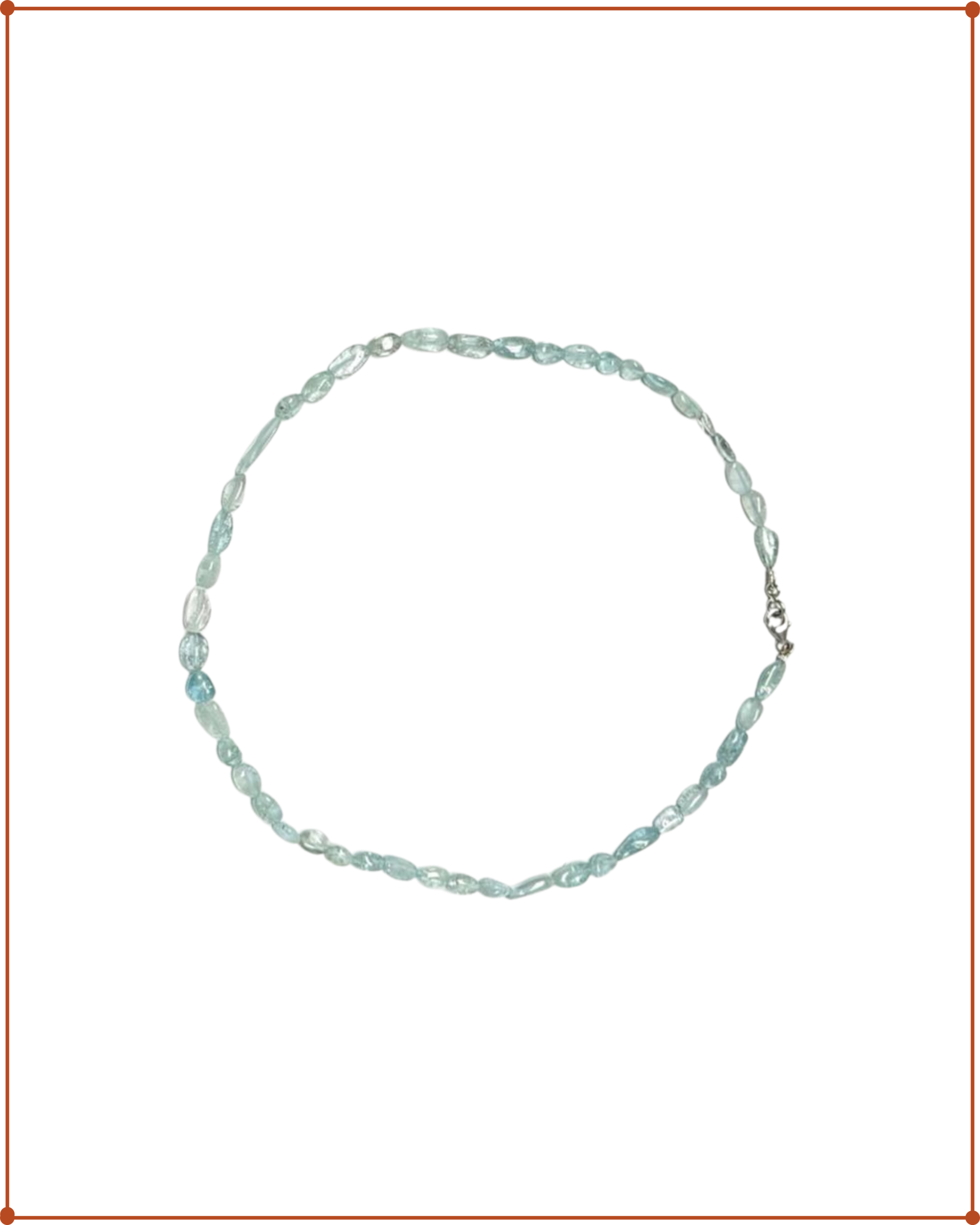 Aquamarine Tumbled Necklace | 925 Sterling Silver | 48 cm