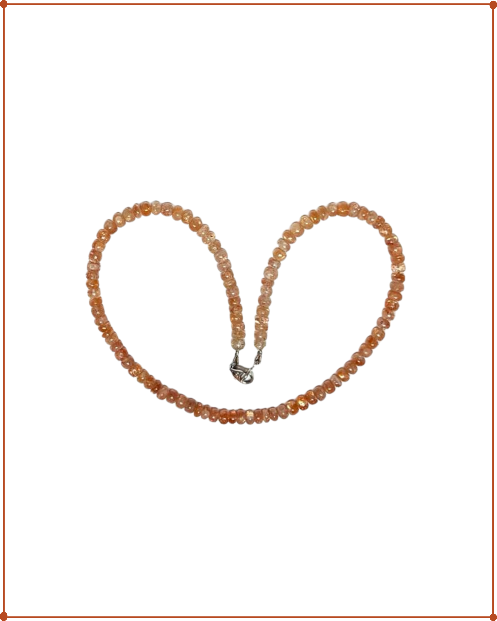 Sunstone Beads Necklace | 925 Sterling Silver | 44 cm