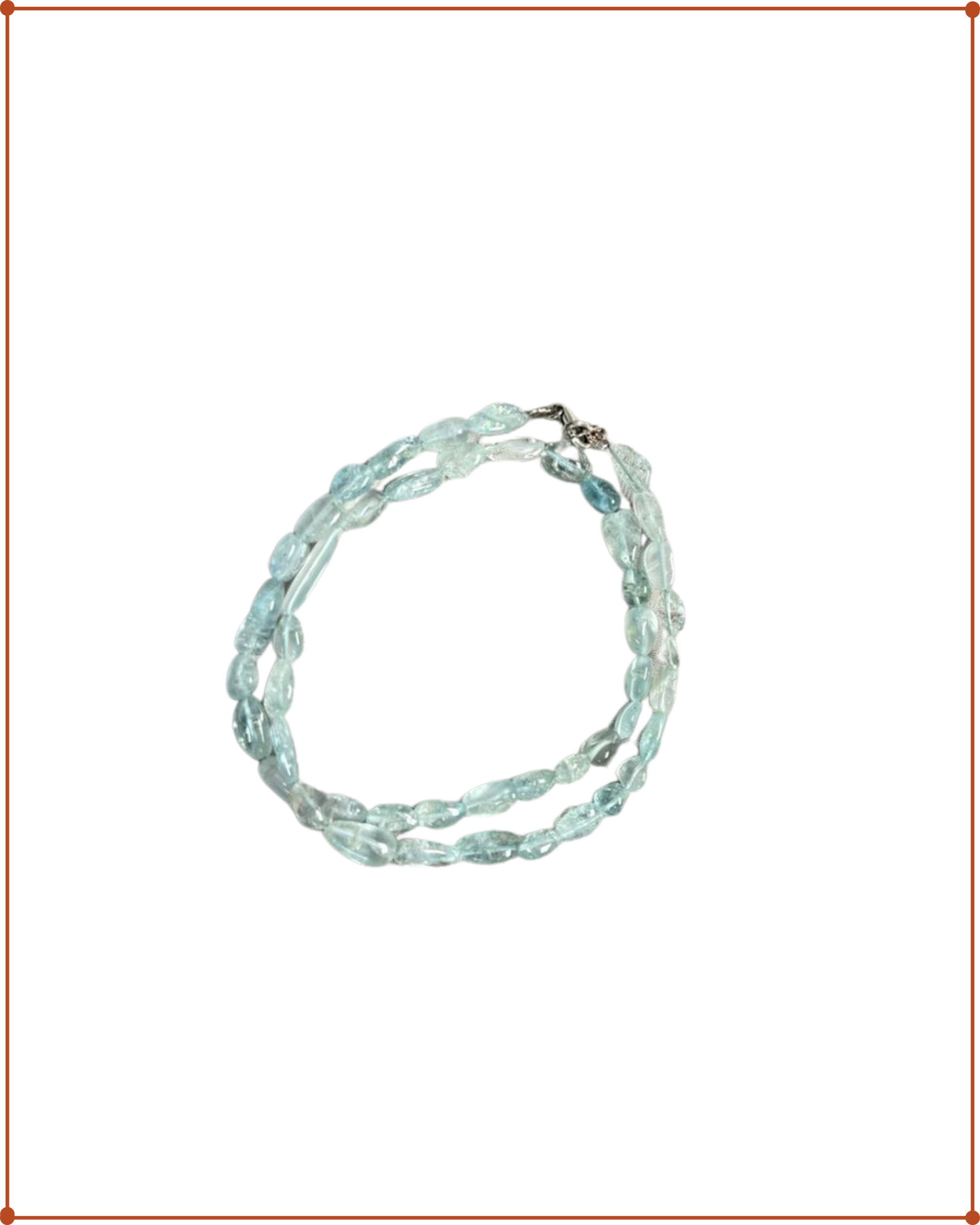 Aquamarine Tumbled Necklace | 925 Sterling Silver | 48 cm
