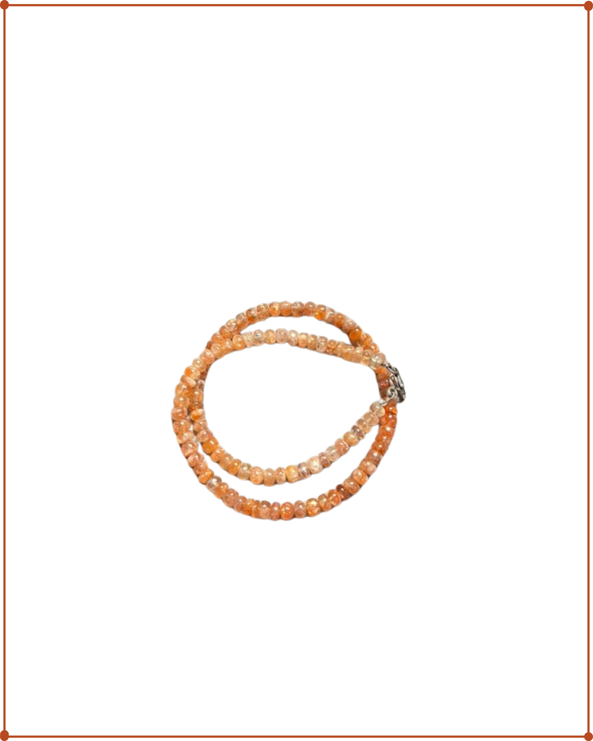 Sunstone Beads Necklace | 925 Sterling Silver | 44 cm