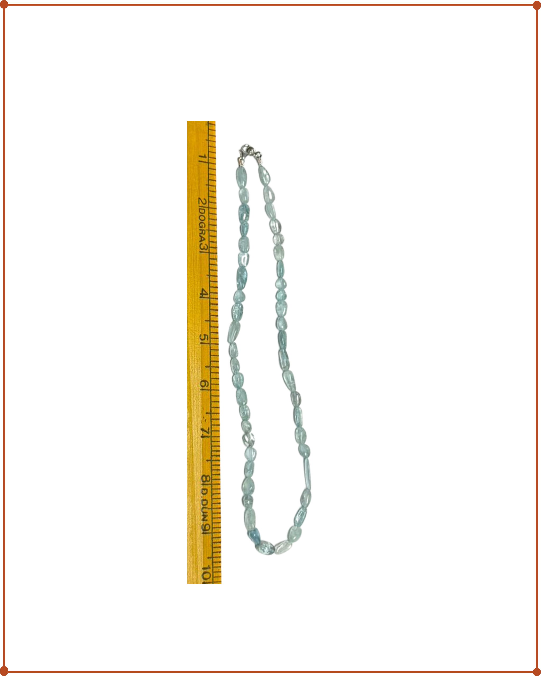 Aquamarine Tumbled Necklace | 925 Sterling Silver | 48 cm