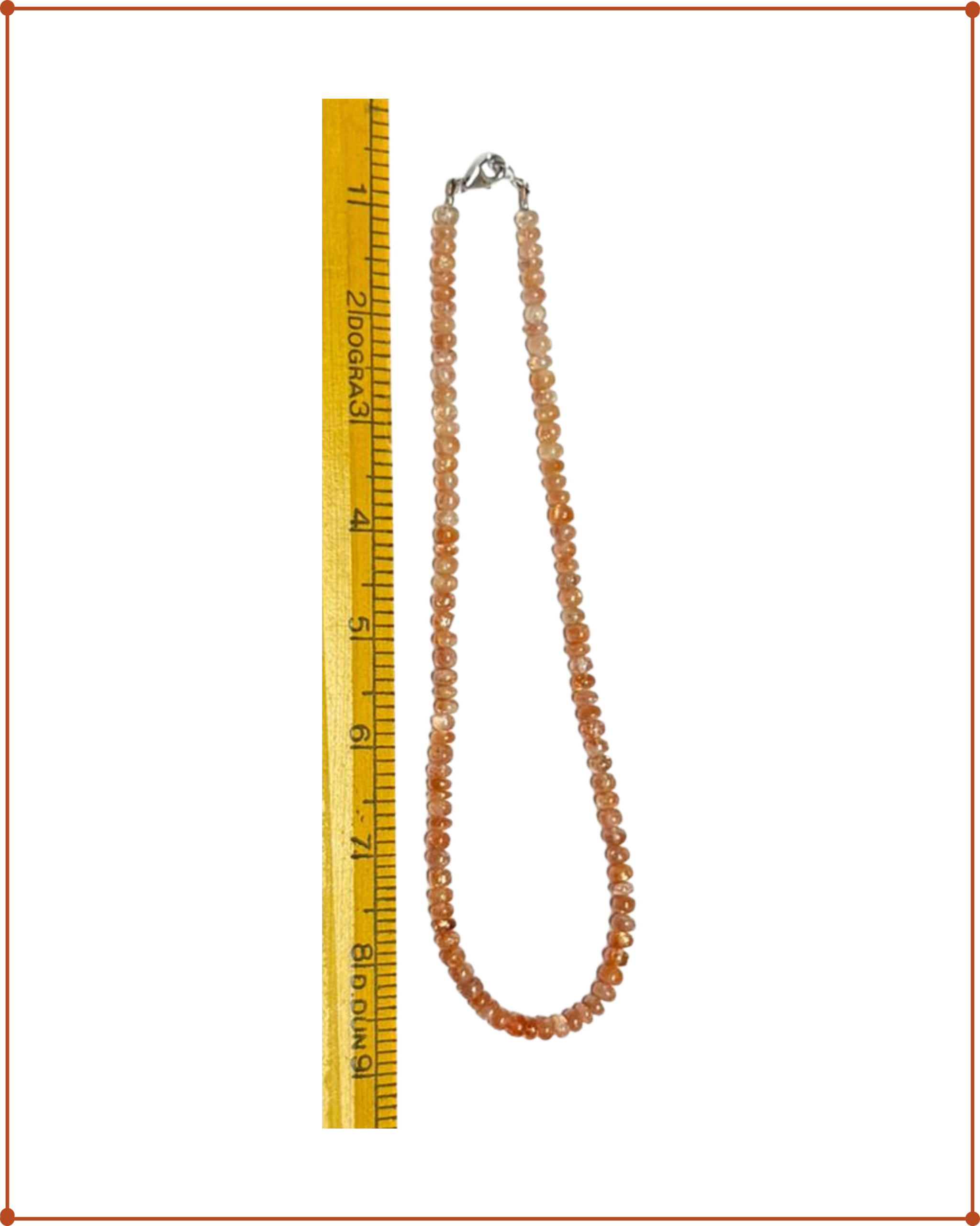 Sunstone Beads Necklace | 925 Sterling Silver | 44 cm