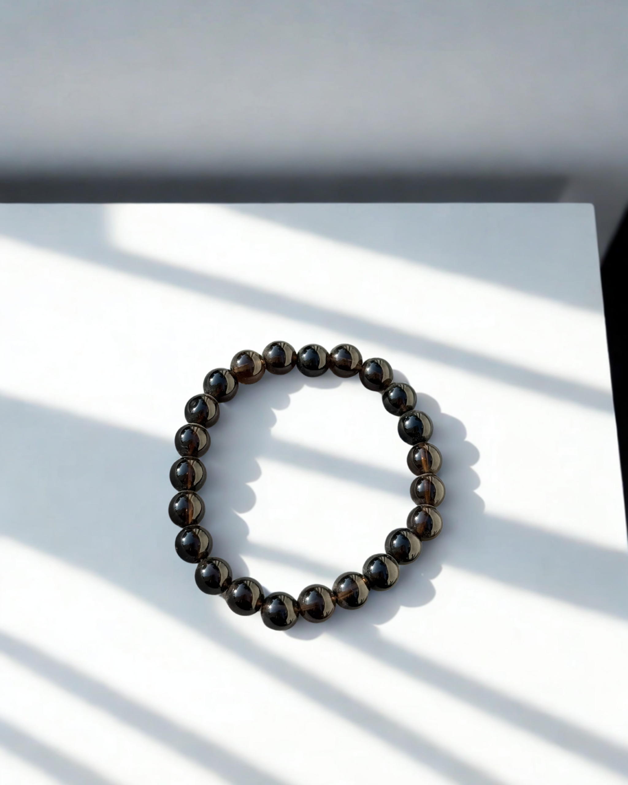 Natural Smoky Quartz Gemstone Beads Bracelet – 8mm Crystal Beads | 18 Gram | Healing, Grounding & Protection Bracelet